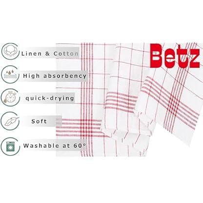 Betz 5er Set 50 x 70 cm Halbleinen Geschirrtücher extrem strapazierfähig und saugstark Geschirrhandtuch Gläsertuch Jacquard Gläsertücher Küchentuch Handtuch MCT-11 HL rot – Bild 6