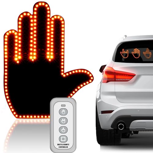 Luz de Gesto de Mano Ford Automóvil, Luz de Coche con Dedo Medio, Luz LED para Coche con Control Remoto, Luz Divertida para Dedo de Coche, Accesorios Auto, Señales de Furia en la Carretera (A)
