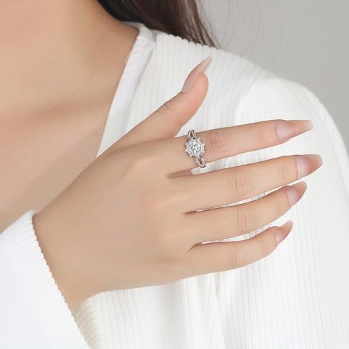 14K Gold Wedding Bands for Women, 1ct Diamond Engagement Ring Round Cut Petal-Inspired, VVS1 D-Color, Perfect for Wedding2