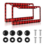 wartleves Christmas License Plate Frame 2 Pack Buffalo License Plate Cover for Women Men Aluminum...