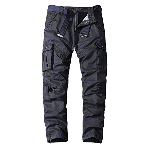 Pantalon cargo camouflage homme en coton droit militaire multi-poches décontracté sans ceinture