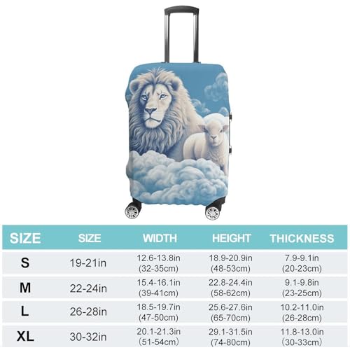 Anti-Scratch Luggage Cover Lamb with A Lion On The Clouds Printed Luggage Case Protector Washable Suitcase Covers Elastic Suitcase Protector for Size L (26-28 inch) Luggage2