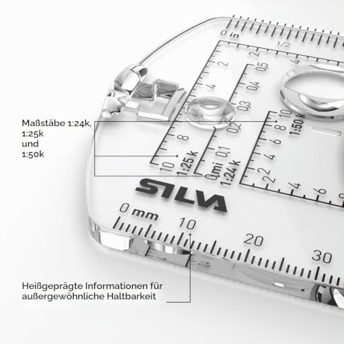 Silva Kompass Outdoor - Spiegelkompass Expedition S - Peilkompass für Lange Entfernungen - Marschkompass mit Drehbarem Kompassgehäuse - Skala 1:24k, 1:25k, 1:50k - Kompass Militär - Wanderkompass