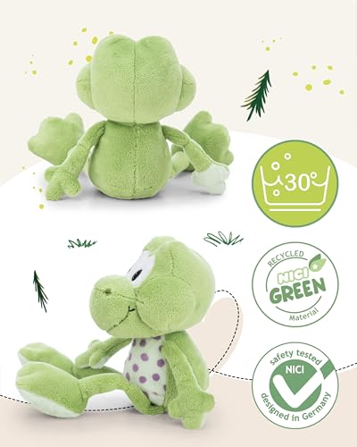 NICI Kuscheltier Frosch Fridolin Frog 18cm - grün - Weiches Plüschtier – niedliches Stofftier zum Kuscheln & Spielen – tolle Geschenkidee für Kinder & Erwachsene - 62266