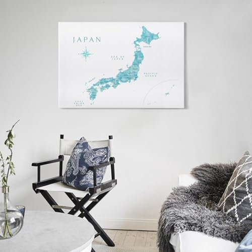 日本地図 ポスター キャンバス 芸術 壁アート 画像 印刷 現代 寝室 装飾 ホームワーク20x30inch(50x75cm) [5]
