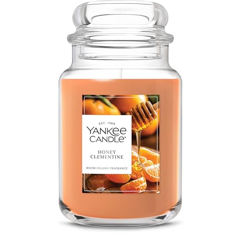 Yankee Candle Large Jar Scented Candle with up to 150 Hour Burn Time, Premium Plant Wax Blend for Consistent Burn, 22 oz Jar Candle with Room Filling Fragrance, Honey Clementine