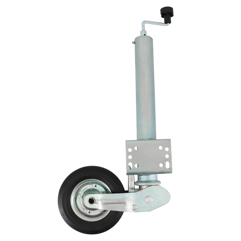 Roue Jockey - 500kg - Tube acier 60mm - Escamotable - Bride de fixation soudée multi-trous - Universelle tous types de remorques