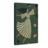 QOTOPGPG Bookbound Bliss, poster su tela con stampa artistica da parete per soggiorno e camera da letto, 30 x 45 cm, colore: verde scuro