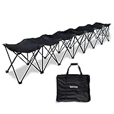 Trademark Innovations Portable 7-Seater Folding Team Sports Sideline Bench (Black)