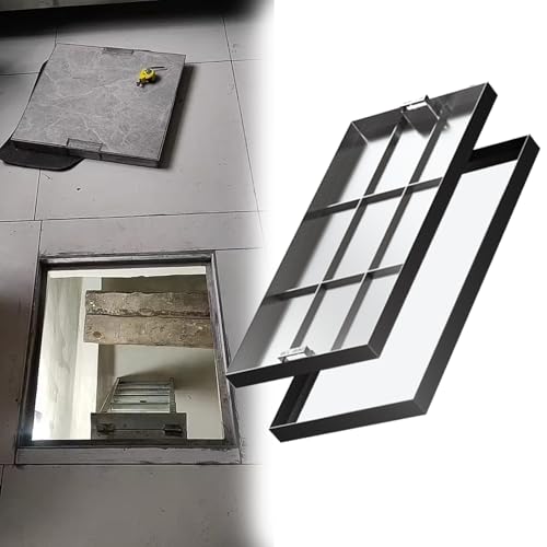 Cubierta de escotilla de acceso con mango retráctil, tapa y base de aluminio para tanque séptico y resistente a la intemperie para uso residencial y en el patio trasero