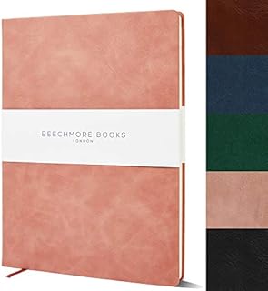 Ruled Notebook - Premium A4 Journal by Beechmore Books | Hardcover Vegan Leather, Thick 120gsm Cream Paper, Professional Lined Notebook in Gift Box, 21 x 29.7 cm (Rose Wood)