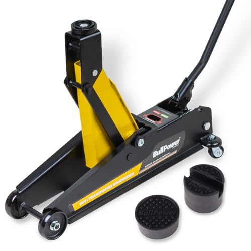 BullPower BP630B Wagenheber für Geländewagen, SUV, Jeep - 192-532mm - 3T - 3000kg in Mattschwarz/gelb + 2X Gummiauflage