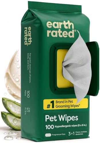 Earth Rated Pet Wipes for Dogs, Hypoallergenic, Cleaning and Hydrating, for Grooming Paws, Body and Bums, Unscented, 100 Count - View 3