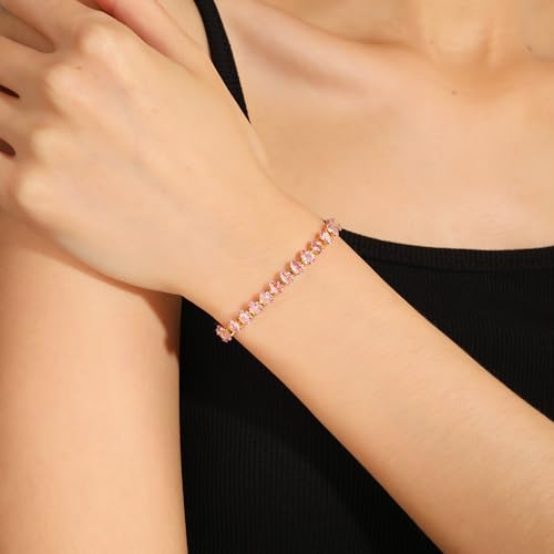 Image of 18K Gold-Plated Oval-Cut Cubic Zirconia Tennis Bracelet | 5.9-7.5 inches Multiple Sizes Fashionable Women's Gold Tennis Bracelet
