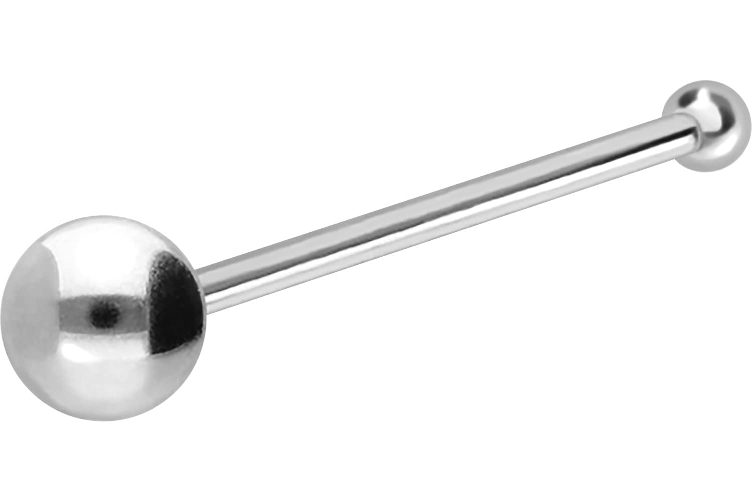 PIERCINGLINE 5-delige set neuspiercing, 925 sterling zilver, rond kristal, neuspiercing, Zilver, Zirkonia