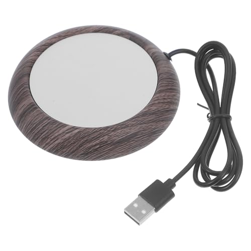 Zerodeko USB Coffee Cup Warmer Metal Heating Mat with Deep Wood Grain Base, Temperature Control Mug Warmer for Office Desk and Home Use
