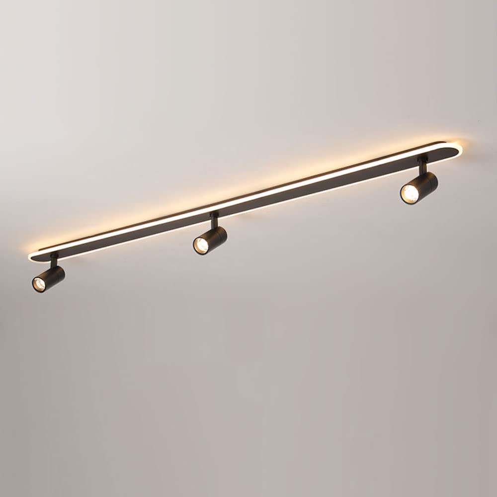 Faretti da soffitto Regolabili Kit di Illuminazione a Binario Fisso a LED Faretti direzionali Lampade d'accento Cucina Galleria Corridoio Faretti da soffitto Neri a 3 Teste A