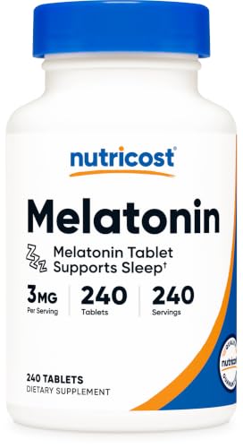 Nutricost Melatonin 3mg 240 Tablets - 3mg Per Serving Non-GMO Gluten Free