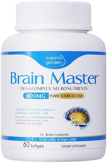 Organic Garden Algal DHA Premium Softgels with Lutein | 600mg Plant-Based Omega-3 for Brain Function, Mental Clarity, Focus & Eye Health Support | 15-in-1 Complex with Vitamins, 60 Count (1)