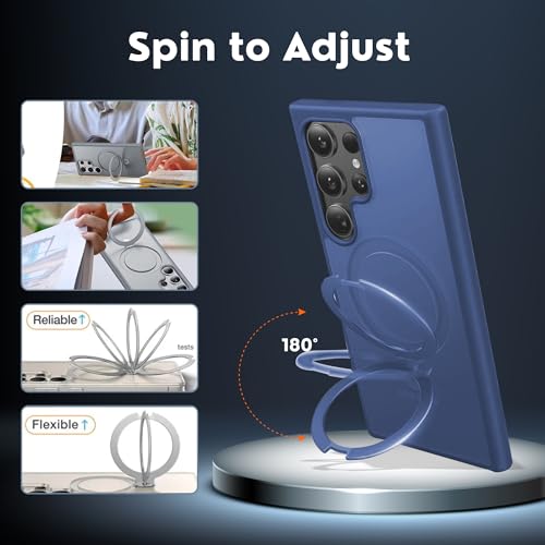 Image of AIBEX Back Cover OStand for Samsung S26 Ultra 5G MagSafe Compatible | Ring Kickstand with Magnetic Alloy Ring Metal | Wireless Charging Support | Scratch Resistant Slim | Armor Protection Case - Blue