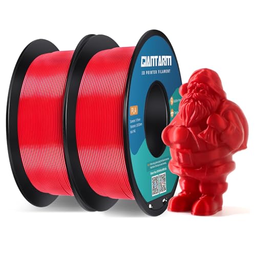GIANTARM 3D Printer Filament,2pcs Red Pla Filament, 1Kg(2.2lbs) Spool, 1.75mm Dimension Accuracy +/- 0.03mm, 3D Printing Filament