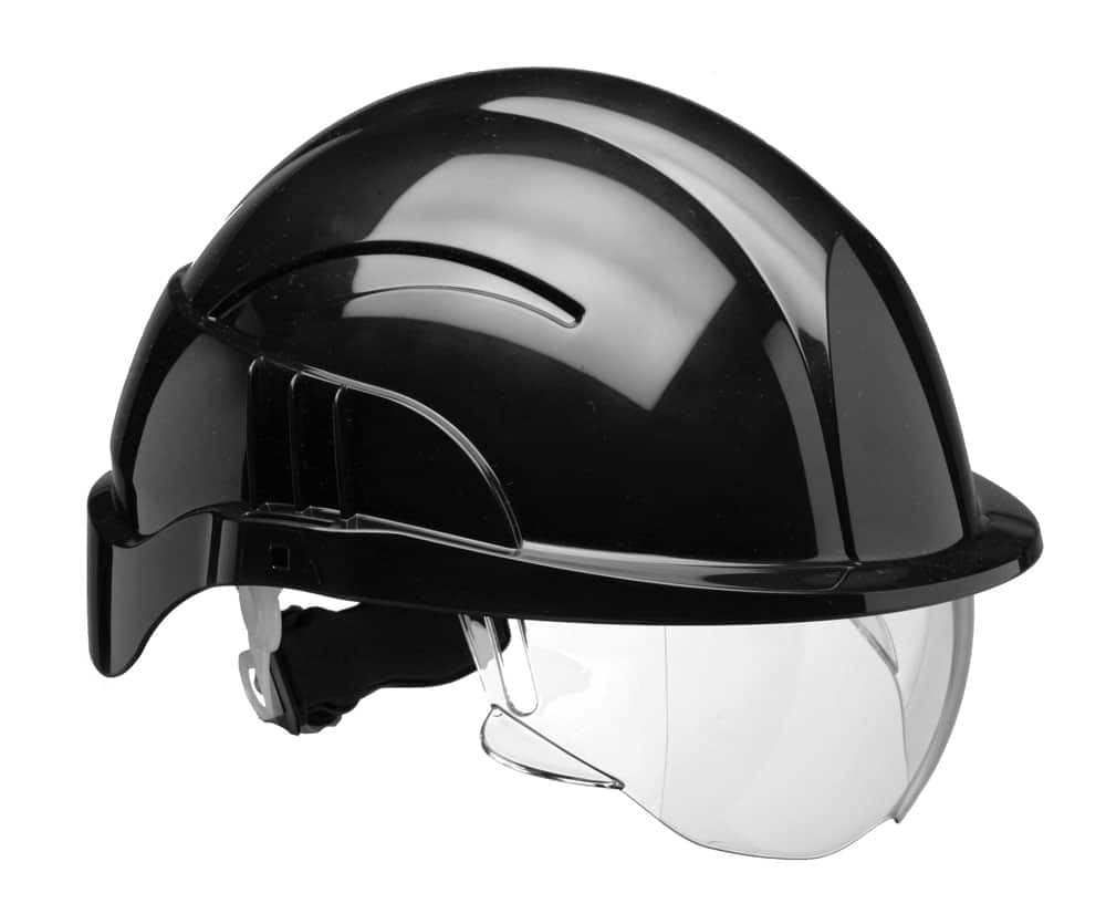CNS10PLUSEBLA VISION PLUS SAFETY HELMET BLACK C/W INTEGRATED VISOR