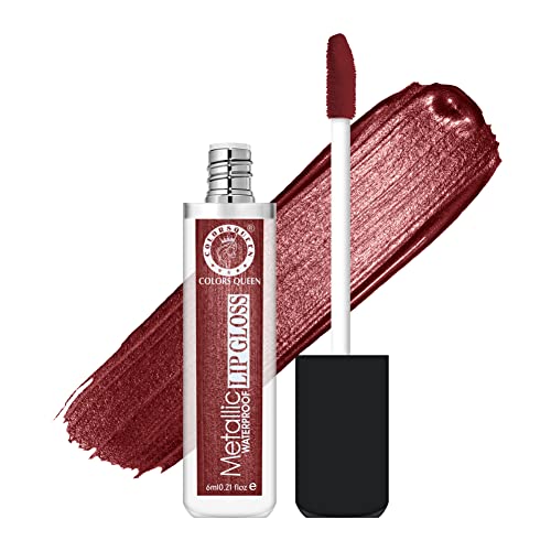 Image of Colors Queen Metallic Waterproof Lip Gloss | Lightweight Lip Gloss with High Shine | Glossy Liquid Lipstick with Shimmer for Smooth & Shiny Lips, Non-Sticky Formula (18 - Bombshell)