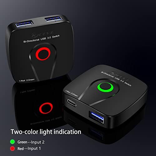 Bidirectional USB 3.0 Switch Selector, MLEEDA USB Switcher 2 in 1 Out/1 in 2 Out for 2 Computers Share Printer Mouse Keyboard Webcam iPhone.with Wired Remote and 2 USB3.0 Cables