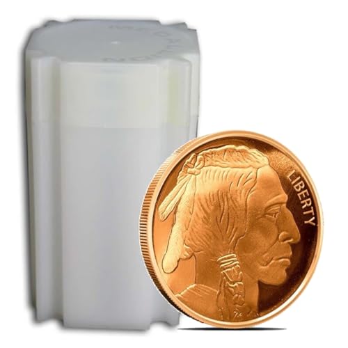 Twenty 1 Oz. Buffalo Copper Coin .999 Fine Copper Bullion Art Rounds in Coin Tube By Unique Metals