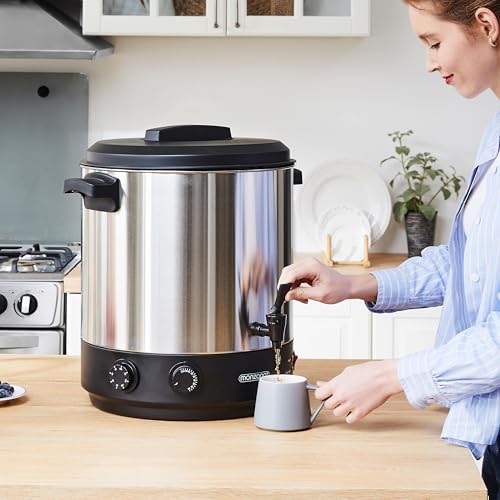 Foto von MONZANA® Einkochautomat 28L mit Hahn Thermometer 30-110°C Timer 1800W BPA-frei Edelstahl Glühweinkocher Einkochtopf Punschkocher Heißgetränkespender