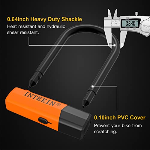 Intekin Bike Lock Bike U Lock U Lock For Bicycle 16Mm U Lock Bicycle U Lock And 4Ft/5Ft Length Security Cable With Sturdy Mounting Bracket For Bicycles, Bikes And More, Small, Orange #TOP1