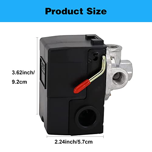 LF10-4H Pressure Switch, 4 Port Air Compressor Pressure Switch Replacement Control NPT1/4 95-125 PSI 20A
