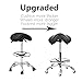Cadiario Saddle Tilting Stool Rolling Chair with Thicker Seat Swivel Ergonomic Height Adjustable Footrest Wheels for Beauty Spa Salon Dental Medical Clinic Kitchen Home Office Shop Bar Black