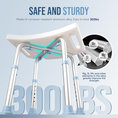 Oasisspace BE62034-W Shower Chair, Adjustable Bath Stool Chair thumb #1