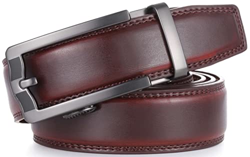 Mio Marino Ratchet Belts for Men - Genuine Leather Dress Belt - Automatic Buckle - Horseshoe - Mahogany - Adjustable from 48" to 64" Waist3