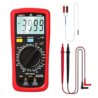 Digital Multimeter Tester UT39C+ Ohmmeter 4000 Counts NCV Voltmeter, AC DC Voltage Current Amp Transistor hFE Resistance Frequency Diodes Continuity Duty Cycle Capacitance Temperature Backlight
