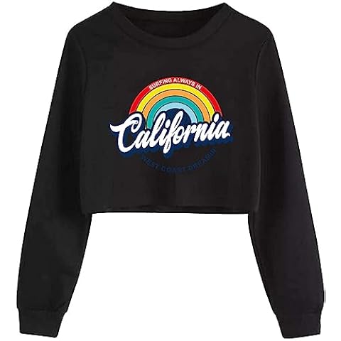 G-Amber little Girls Crop Tops Toddler Girls Letter Graphic Sweatshirt Kids long Sleeve Fashion Pullover Black Rainbow Cover
