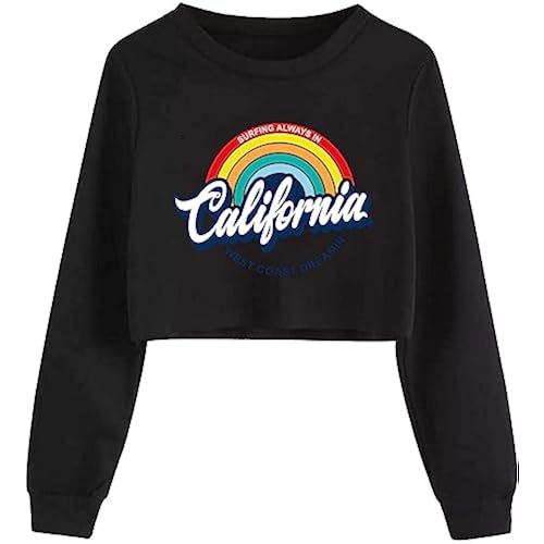 G-Amber Girls Long Sleeve Sweatshirts Kids Crop Print Funny Letters Fashion Pullover Tops