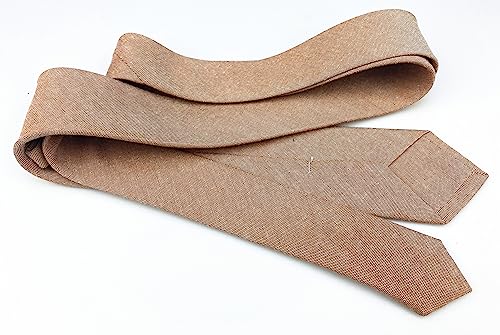 Image of Elfeves Men's Skinny Solid Color Tie Causal Cotton Linen Narrow Slim cut Necktie