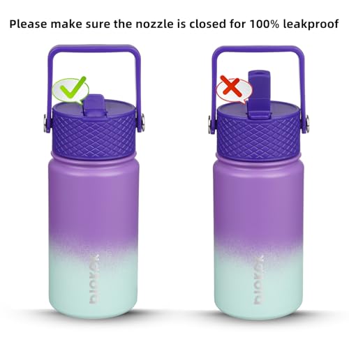 Image of BJPKPK Insulated Water Bottle, 15oz Stainless Steel with Straw Lid