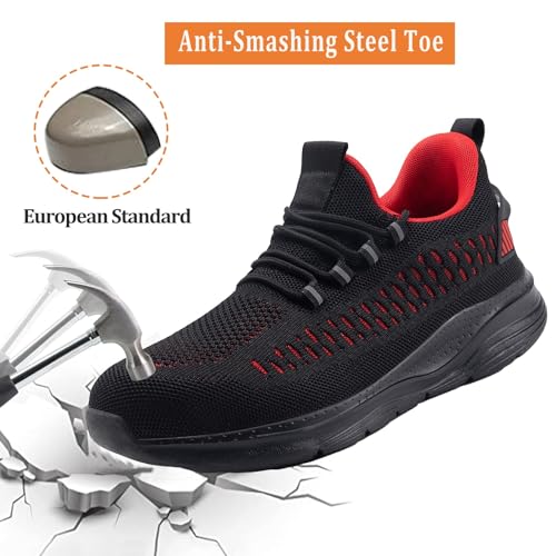 Image of Steel Toe Shoes for Men and Women Comfortable Lightweight Work Safety Shoes Puncture Proof Slip Resistant Indestructible Sneakers Construction Work Utility
