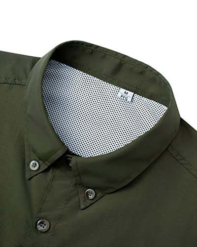 Image of Alimens & Gentle Short Sleeve Fishing Shirt Wicking Fabric Sun Protection Casual Button Down Shirts