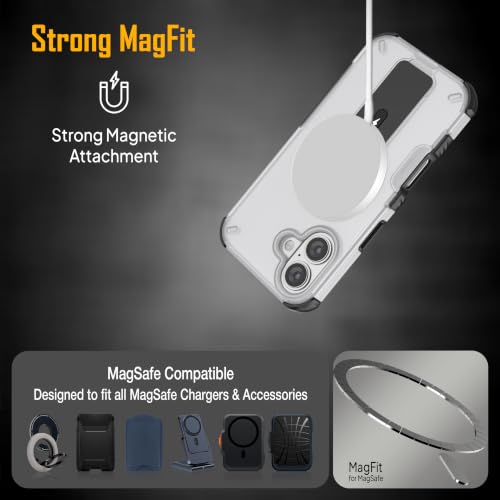 Image of ZAP CASE Matte Kickstand Case for iPhone 16 | Magsafe Compatible | Premium Polycarbonate Back + Flexible TPU Bumper | Foldable Stand | Military-Grade Drop Protection | Anti-Fingerprint | White