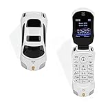 Flip Phone for Senior & Kids, Car-Shaped Flip Phone with Keypad 100-240V Supports 2G SMS, MP3, Camera, Video Playback, Recording, Radio, Bluetooth, Calculator(White)