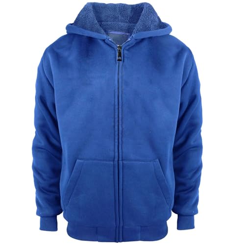 Image of LeeHanTon Boys' Fashion Zip Up Hoodie Plain Comfort Fleece Jacket Youth Heavyweight Sherpa Lined Sweatshirts