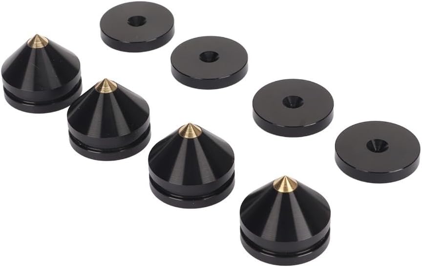 4 Sets Speaker Spike Pads Isolation Mat Amplifier Support Stand Feet Base Shock Absorption Amps Speaker Isolation Feet(Black)