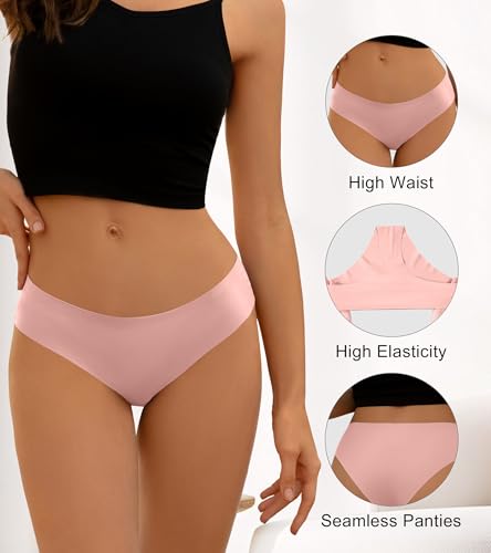 Image of DEANGELMON Seamless Underwear for Women No Show Bikini Panties Comfortable Stretch Invisible Ladies Hipster Briefs