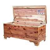 DutchCrafters Red Cedar Wood Blanket Storage for Living Room, Fully Lined Hope Chest, Bedroom Bench, Lockable Storage Box, Locking Chest with Handles and Waterfall Edge - Amish Made in USA (35' Small)