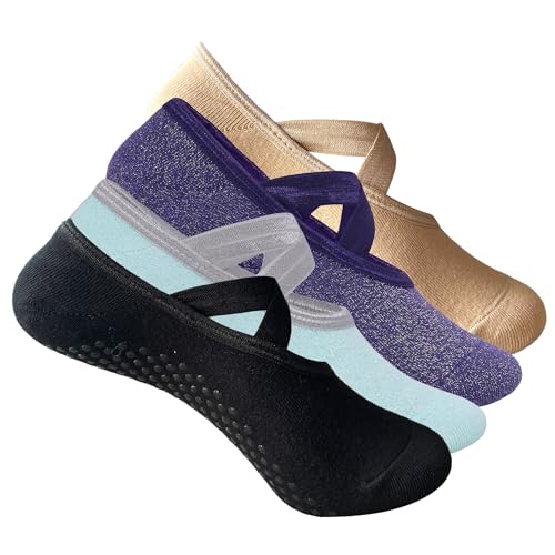 Image of Mint & Oak Pilates Socks with Grips for Women, Ankle Length Non-Slip Yoga Socks, Cotton Ideal For Yoga, Pilates, Gym, Workout, Cute Women's Gift