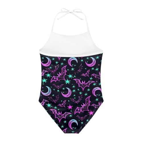 Image of KiuLoam Orange Pink Tropical Leaf Girls One Piece Swimsuit Quick Dry Beach Swim Bathing Suit for 3-8 Years Little Girls